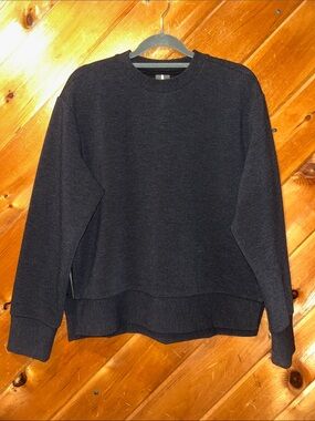 CALIA Elevate Ottoman Side Zip Sweatshirt in Pure Black Heather